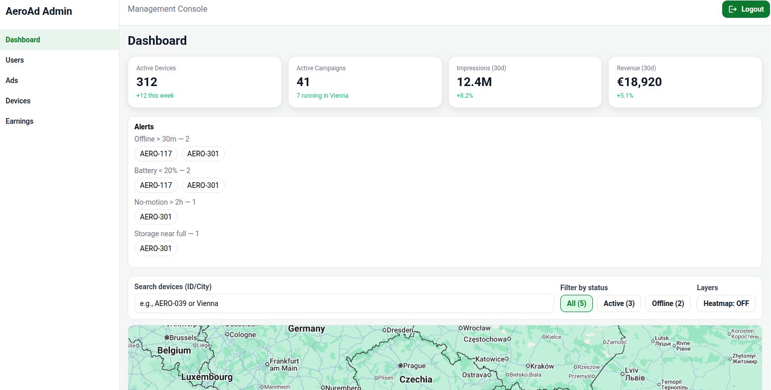 RoofCaster dashboard